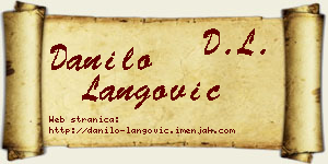 Danilo Langović vizit kartica